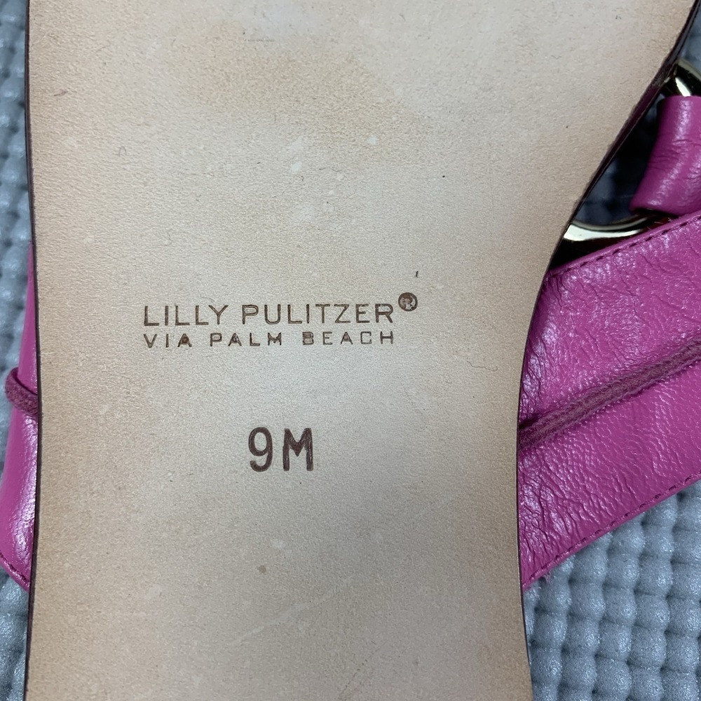 Lilly Pulitzer McKim Leather Thong Sandals in Prosecco Pink, Size 9 M - Picture 4 of 4